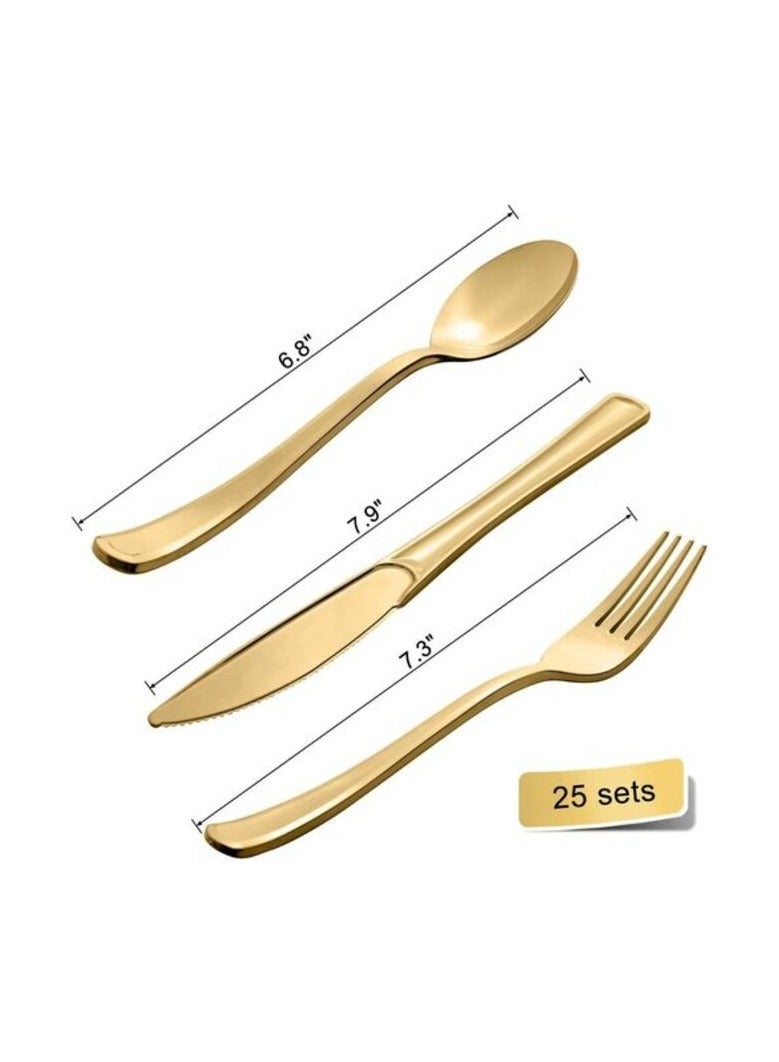 Promass - 175 Pieces Serves 25 Rose Gold Party Supplies Dot on White Paper Plates and Napkins Cups Wedding Bridal Shower Birthday (Gold) - Image 3