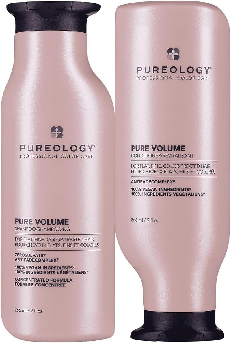 Pureology Pure Volume Shampoo and Conditioner Set For Flat Fine ColourTreated Hair Adds Weightless Volume Vegan Formulas Sulphate Free for a Gentle Cleanse