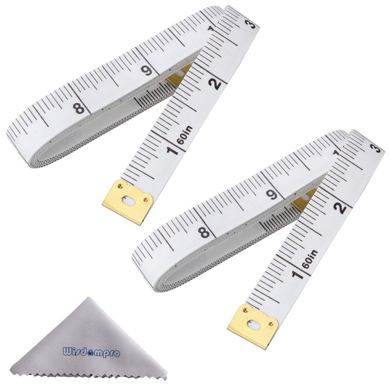 Wisdompro 2 Packs 60Inch150cm Soft Tape Measure for Sewing Tailor Cloth Body MeasurementIndexed in Metric and Standard Units White