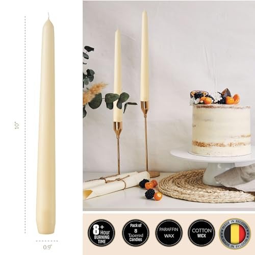 Rambue 10" White Taper Candles - 8 Pack Tall White Candlesticks - Elegant Tapered Candles Sticks for Weddings, Dinner Candles, and Home Decor - 8 Hours Burn Time - Image 2