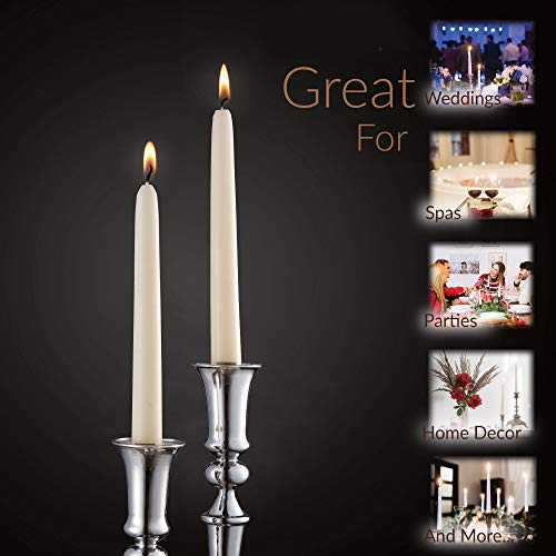 Rambue 10" White Taper Candles - 8 Pack Tall White Candlesticks - Elegant Tapered Candles Sticks for Weddings, Dinner Candles, and Home Decor - 8 Hours Burn Time - Image 5