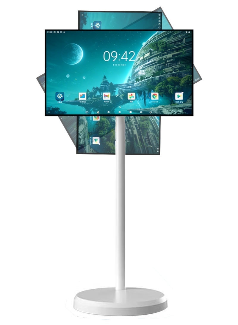 Crony TX24-1 24-Inch FHD Smart Portable TV, 8+128GB RAM+128GB, Android 12, Rolling Tablet TV on Wheels, Built-in 10000mAh Battery, Full Swivel Rotation, Voice Remote Control. Suitable for home/office/bedroom/kitchen/camping. - Image 1