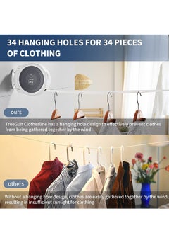 Excefore Retractable Clothesline Adjustable Wall Mounted Clothing Line hanging hole design anti-slip Indoor Home Dormitories Laundry Hotels Travel Outdoor  - Image 3