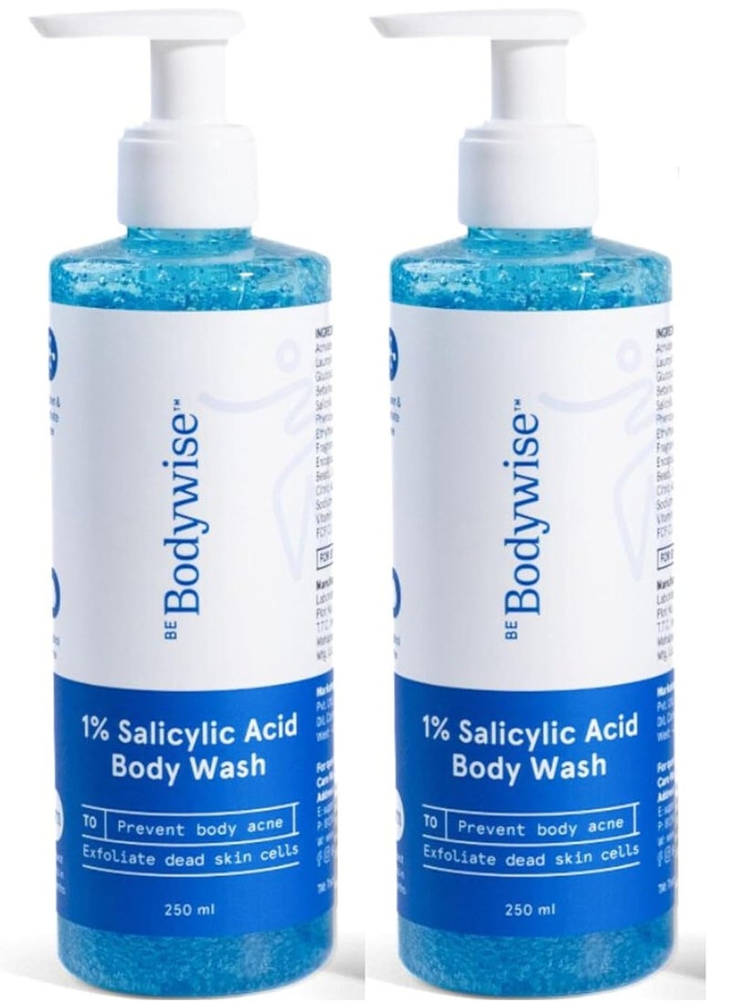 Bodywise - Bodywise 1% Salicylic Acid Body Wash 250*2ml    Prevents Body Acne & Gently Cleanses Skin - Image 1