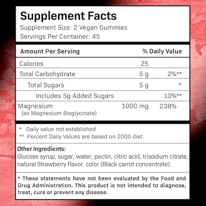 WELLNESS LABSRX Magnesium Glycinate Gummies, 1000 mg - Magnesium Supplement to Support Relaxation, Heart Health - Chewable Calm Magnesio Gummies for Adults, Glicinato De Magnesio - Strawberry Flavor - Image 4