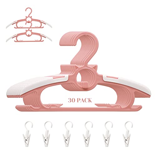 Gencuoir 30Pack Baby Nursery Closet Hangers, Ultra Thin Non-Slip and Extendable Laundry Infant Pant Hanger for Newborn Clothes 11-14" Pink Adjustable Children Coat Hanger for Girl Boy Toddler Kids Child… - Image 1