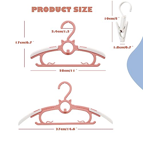 Gencuoir 30Pack Baby Nursery Closet Hangers, Ultra Thin Non-Slip and Extendable Laundry Infant Pant Hanger for Newborn Clothes 11-14" Pink Adjustable Children Coat Hanger for Girl Boy Toddler Kids Child… - Image 2