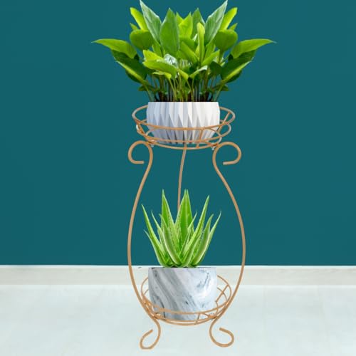 Bee Creative Plant Stand for Balcony Flower Pot Stand (2_POT_G) - Image 1