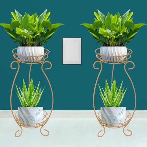 Bee Creative Plant Stand for Balcony Flower Pot Stand (2_POT_G) - Image 4