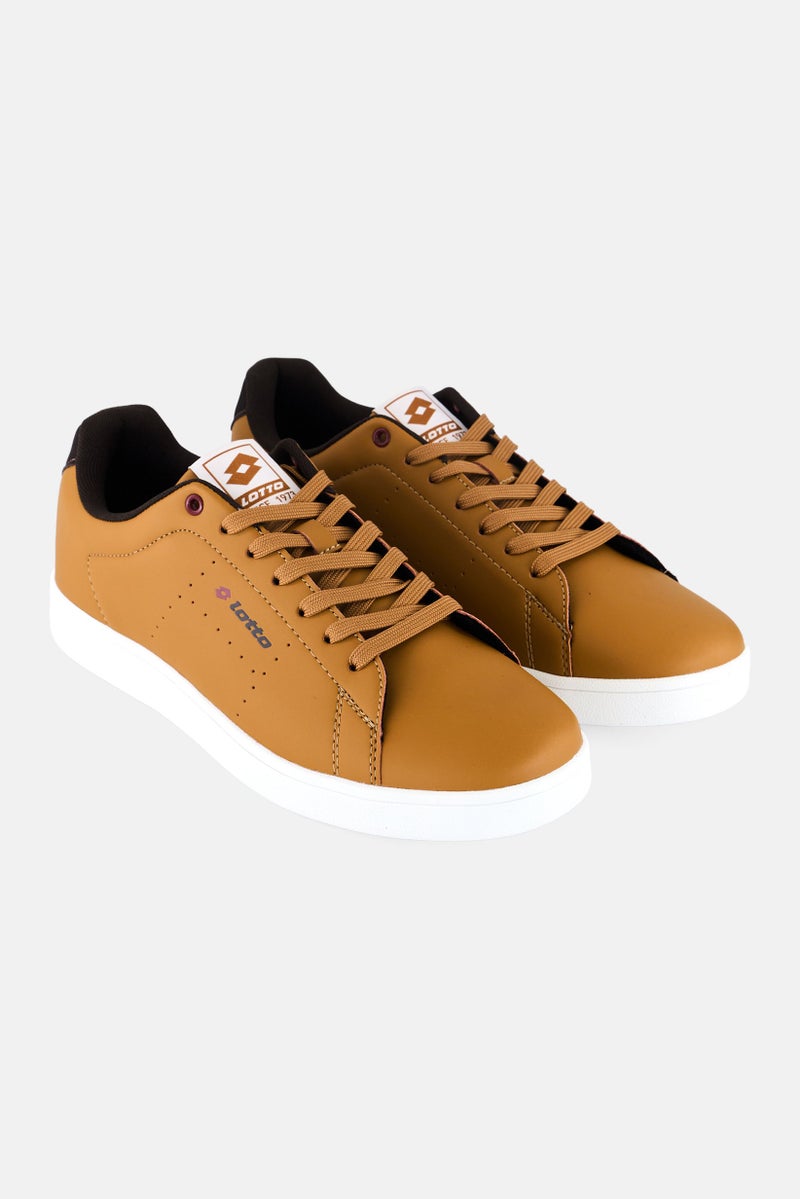 LOTTO Men Brand Logo Lace Up Casual Shoes, Tan  - Image 1