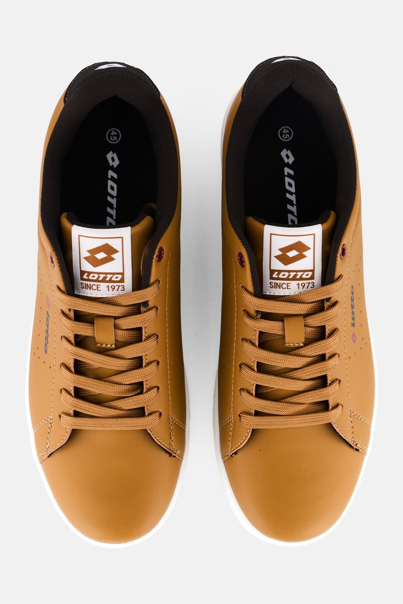 LOTTO Men Brand Logo Lace Up Casual Shoes, Tan  - Image 3