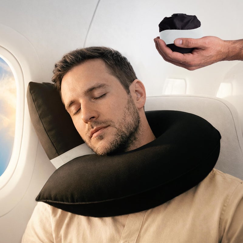 CANDY CANE Inflatable Neck Pillow for Airplane Travel with JShaped Design and 360 Support Head Neck Chin Rest for Any Seat Including Window Leaning Compact BlowUp Travel Pillow - Image 2
