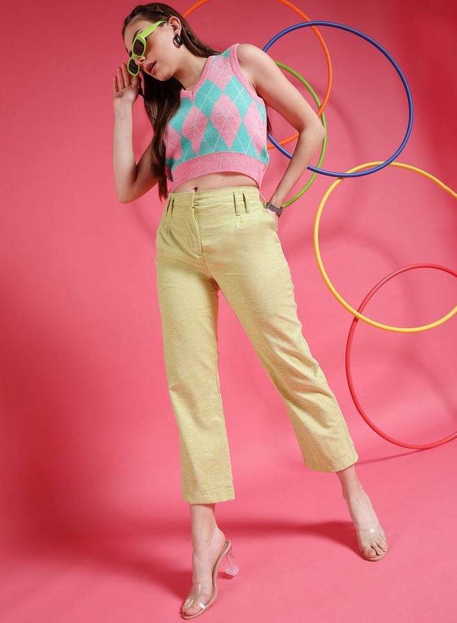 Freehand Women Green Straight Fit Crop Pants - Image 5