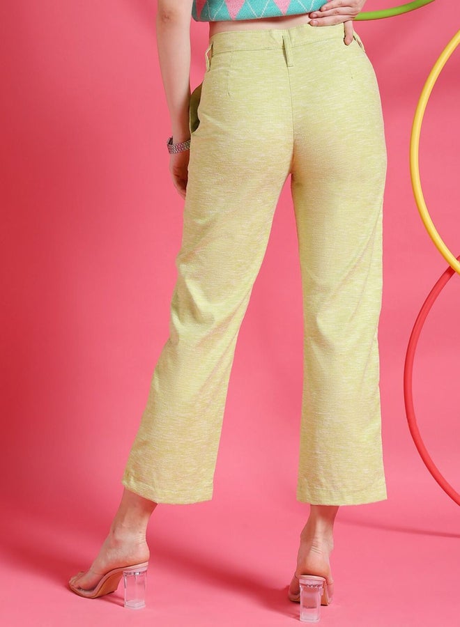 Freehand Women Green Straight Fit Crop Pants - Image 3