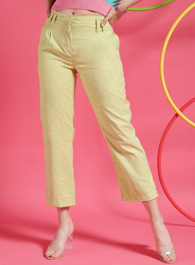 Freehand Women Green Straight Fit Crop Pants - Image 1