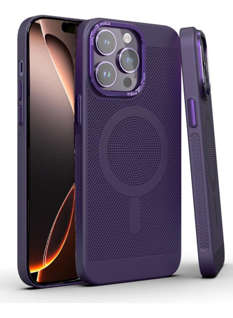 Heat Dissipation Magnetic Case for iPhone 16 Pro Max 6.9 Inch Compatible with MagSafe, Hard Polycarbonate Mesh Breathable Cooling Thin Shockproof Anti-Fingerprint Cover - Image 1