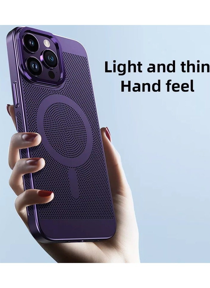 Heat Dissipation Magnetic Case for iPhone 16 Pro Max 6.9 Inch Compatible with MagSafe, Hard Polycarbonate Mesh Breathable Cooling Thin Shockproof Anti-Fingerprint Cover - Image 5