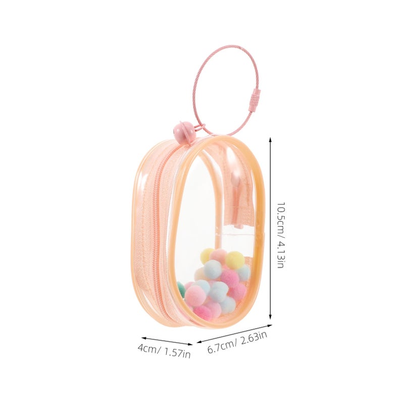 Pink PVC Doll Storage Bag Portable Mini Pouch Zipper Closure Toy Carrier - Image 3