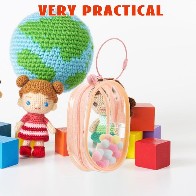 Pink PVC Doll Storage Bag Portable Mini Pouch Zipper Closure Toy Carrier - Image 5