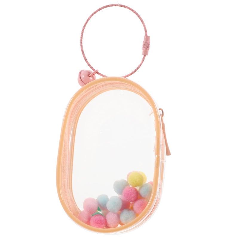 Pink PVC Doll Storage Bag Portable Mini Pouch Zipper Closure Toy Carrier - Image 2