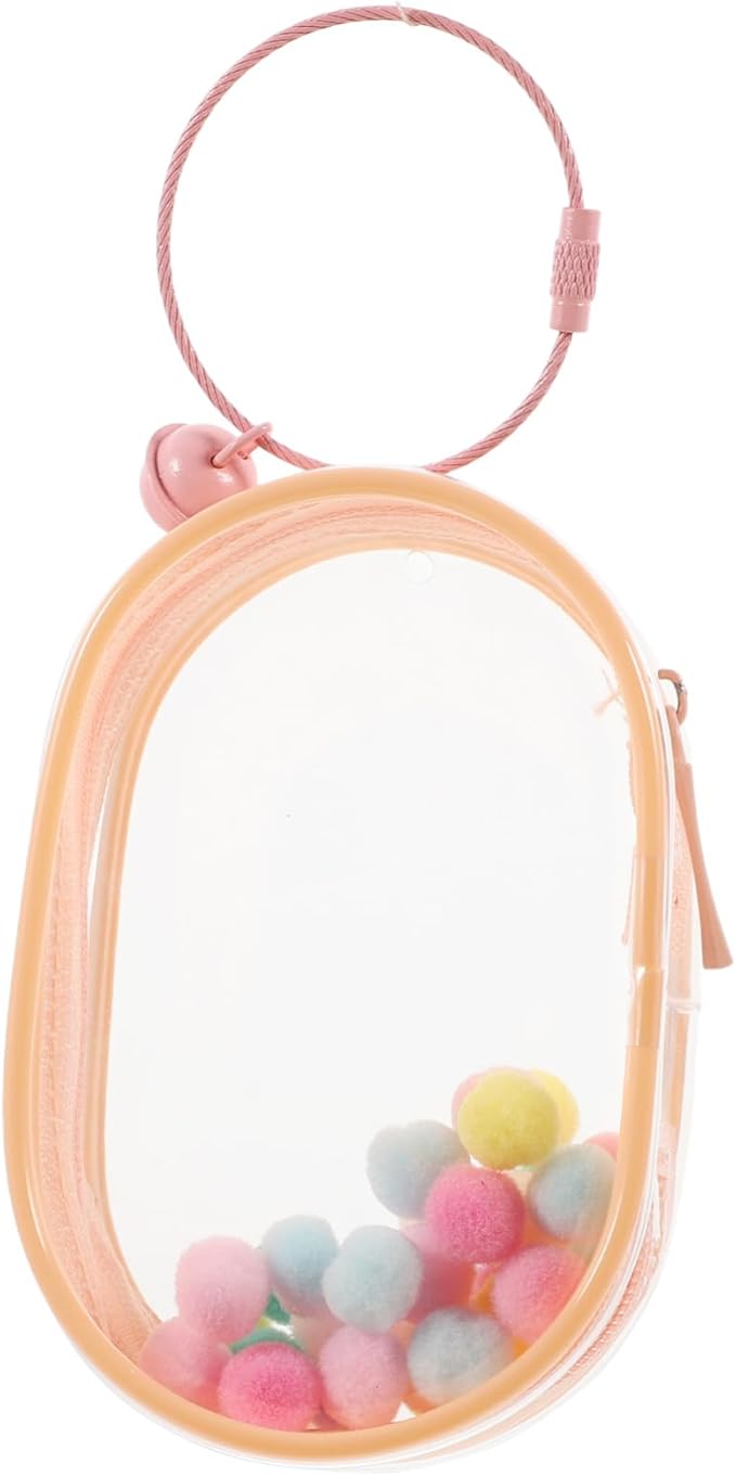 Pink PVC Doll Storage Bag Portable Mini Pouch Zipper Closure Toy Carrier - Image 1