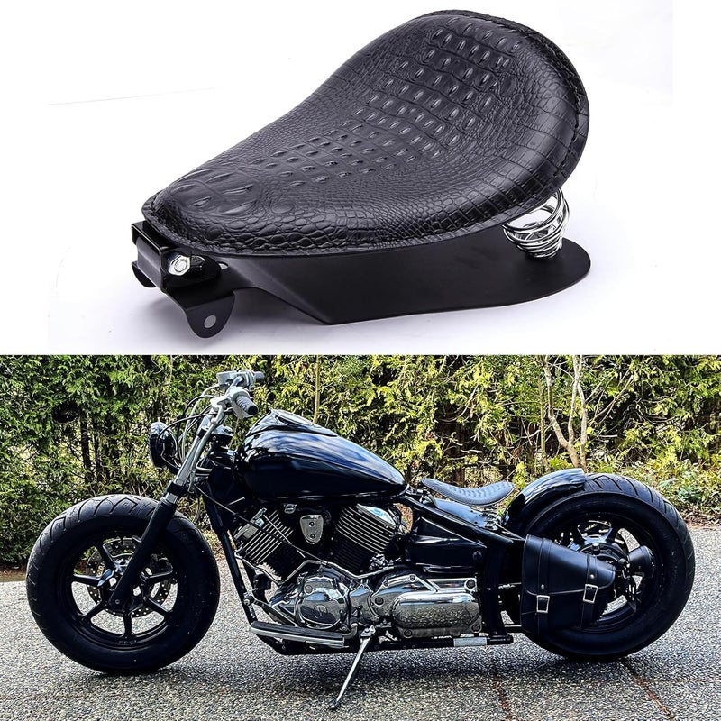 DREAMIZER Compatible With Sportster XL 1200 883 48 Dyna Black Bobber Motorcycle Solo Seat - Image 2
