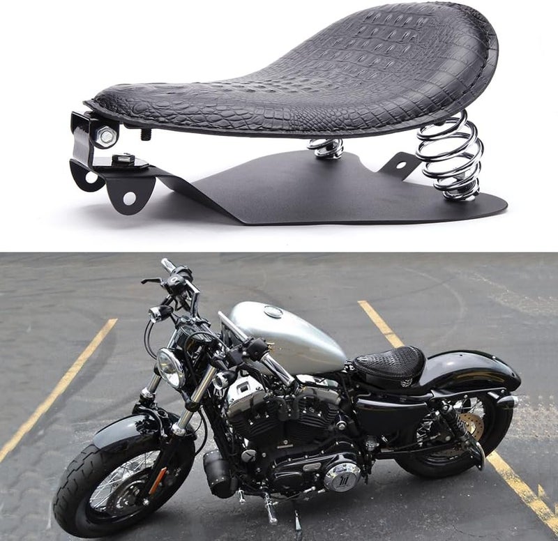 DREAMIZER Compatible With Sportster XL 1200 883 48 Dyna Black Bobber Motorcycle Solo Seat - Image 3
