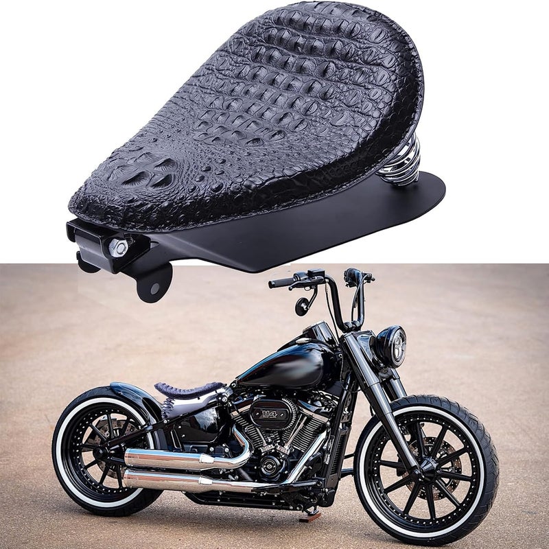 DREAMIZER Compatible With Sportster XL 1200 883 48 Dyna Black Bobber Motorcycle Solo Seat - Image 1