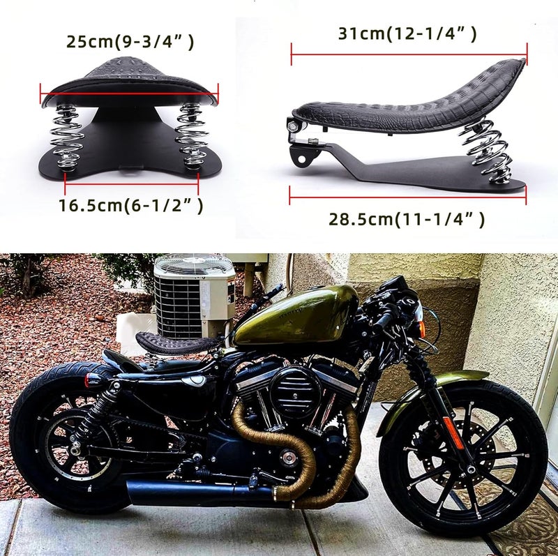 DREAMIZER Compatible With Sportster XL 1200 883 48 Dyna Black Bobber Motorcycle Solo Seat - Image 4