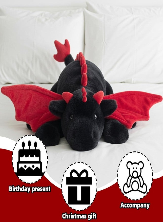 ARELUX Large 36in Cute Dragon Stuffed Animals Plush Toy Soft Black Pterosaur Plushie Giant Fuzzy Dinosaur Pillow Plushies with Wings Cuddly for Friends Family Member - Image 2