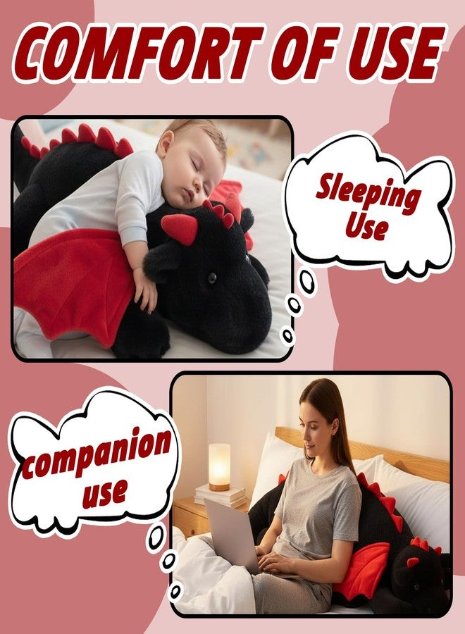 ARELUX Large 36in Cute Dragon Stuffed Animals Plush Toy Soft Black Pterosaur Plushie Giant Fuzzy Dinosaur Pillow Plushies with Wings Cuddly for Friends Family Member - Image 3