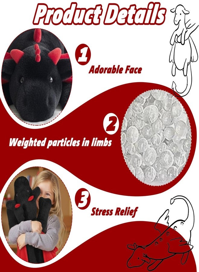 ARELUX Large 36in Cute Dragon Stuffed Animals Plush Toy Soft Black Pterosaur Plushie Giant Fuzzy Dinosaur Pillow Plushies with Wings Cuddly for Friends Family Member - Image 4