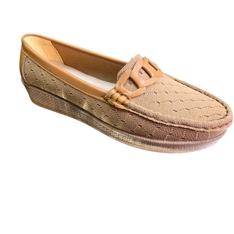 Karisma Wedge Crochet Fabric Closed Shoe With A Chain Lazercut Design - Image 1