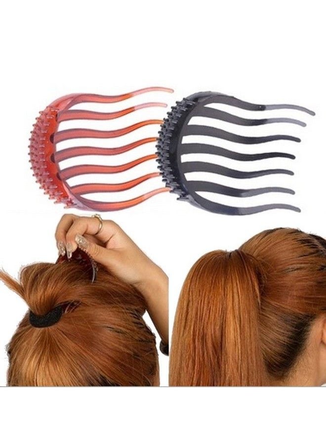 lasenersm 2Pcs Ponytail Bump It Up Hair Styling Insert Comb Fluffy Hair Comb (1Black+1Coffee)  - Image 2
