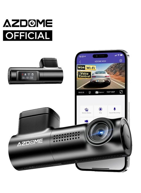 AZDOME M330 Car DVR 1296P Dash Cam Smart Voice Control WiFi Free APP G-sensor Emergency Record Parking Monitor Loop Recording