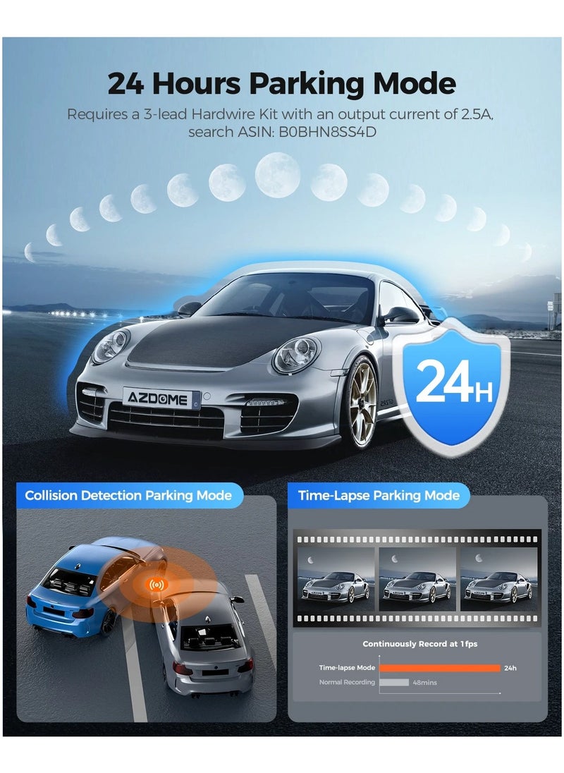 AZDOME - AZDOME M330 Car DVR 1296P Dash Cam Smart Voice Control WiFi Free APP G-sensor Emergency Record Parking Monitor Loop Recording - Image 1