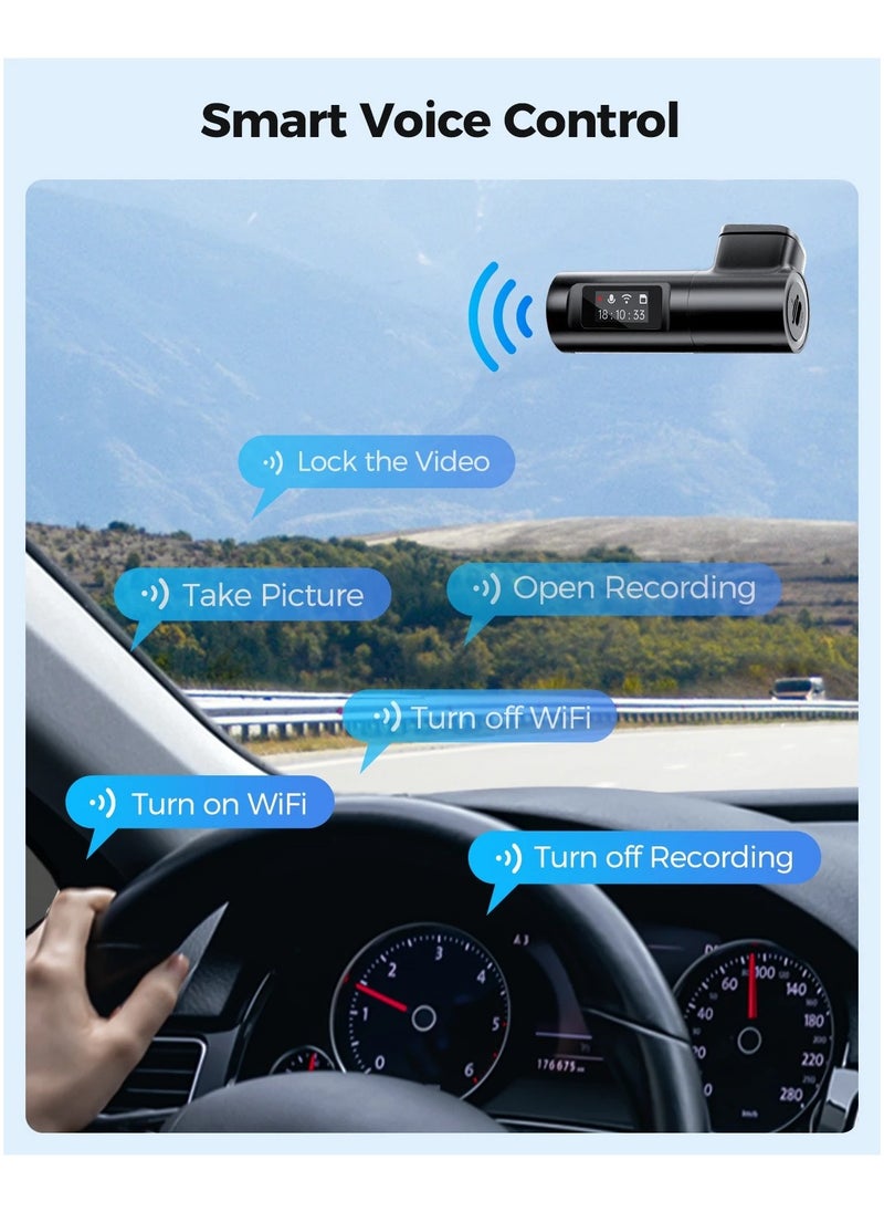 AZDOME - AZDOME M330 Car DVR 1296P Dash Cam Smart Voice Control WiFi Free APP G-sensor Emergency Record Parking Monitor Loop Recording - Image 1