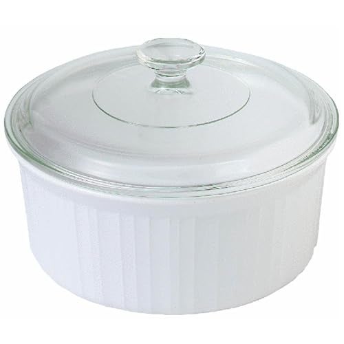 Corningware طبق كورنينج وير الفرنسي الأبيض سعة 1-1/2 لتر مع غطاء زجاجي دائري - Image 4
