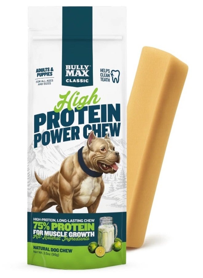 Bully Max High Protein Power Dog Chews - 75% Protein, All-Natural Long Lasting Yak Chews for Aggressive Chewers - Grain-Free Dental Dog Food Treats for Small, Medium & Large Breed Dogs - Lime, 1 Pack