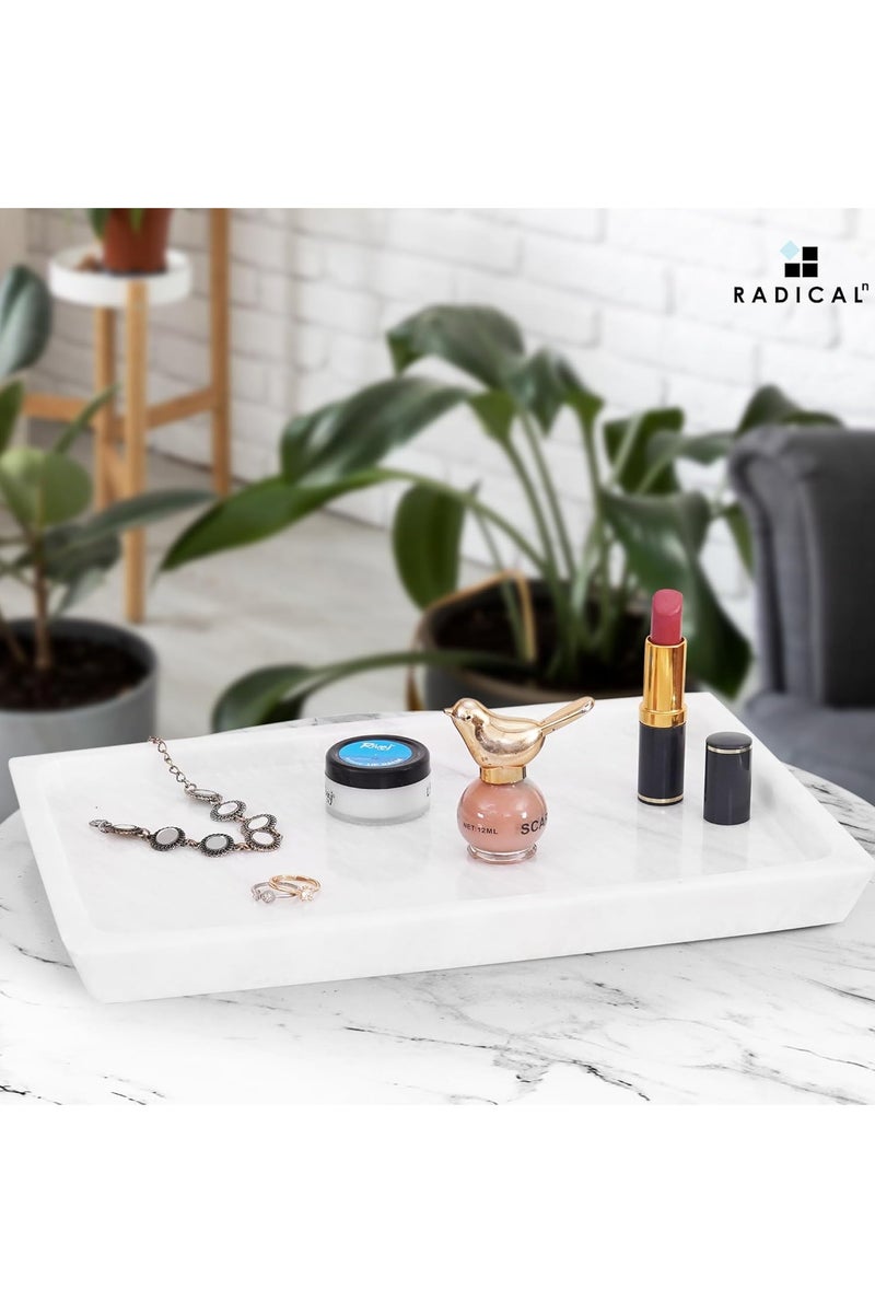 RADICALn White Marble Rectangle Serving Tray | 12" Handmade Tray for Party, Food & Entertaining - Image 2