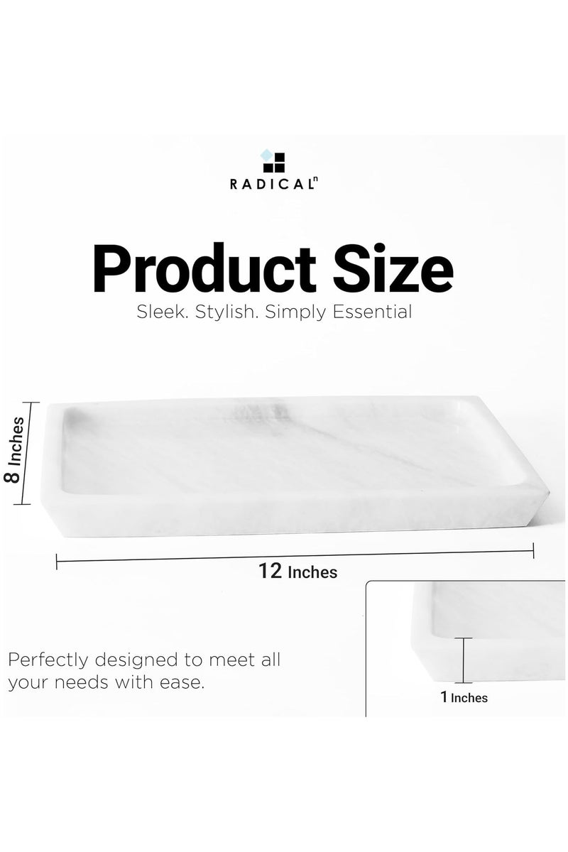 RADICALn White Marble Rectangle Serving Tray | 12" Handmade Tray for Party, Food & Entertaining - Image 3