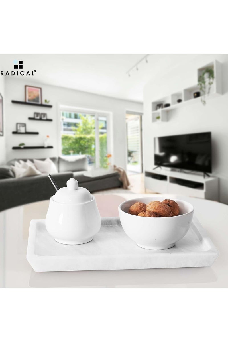 RADICALn White Marble Rectangle Serving Tray | 12" Handmade Tray for Party, Food & Entertaining - Image 5