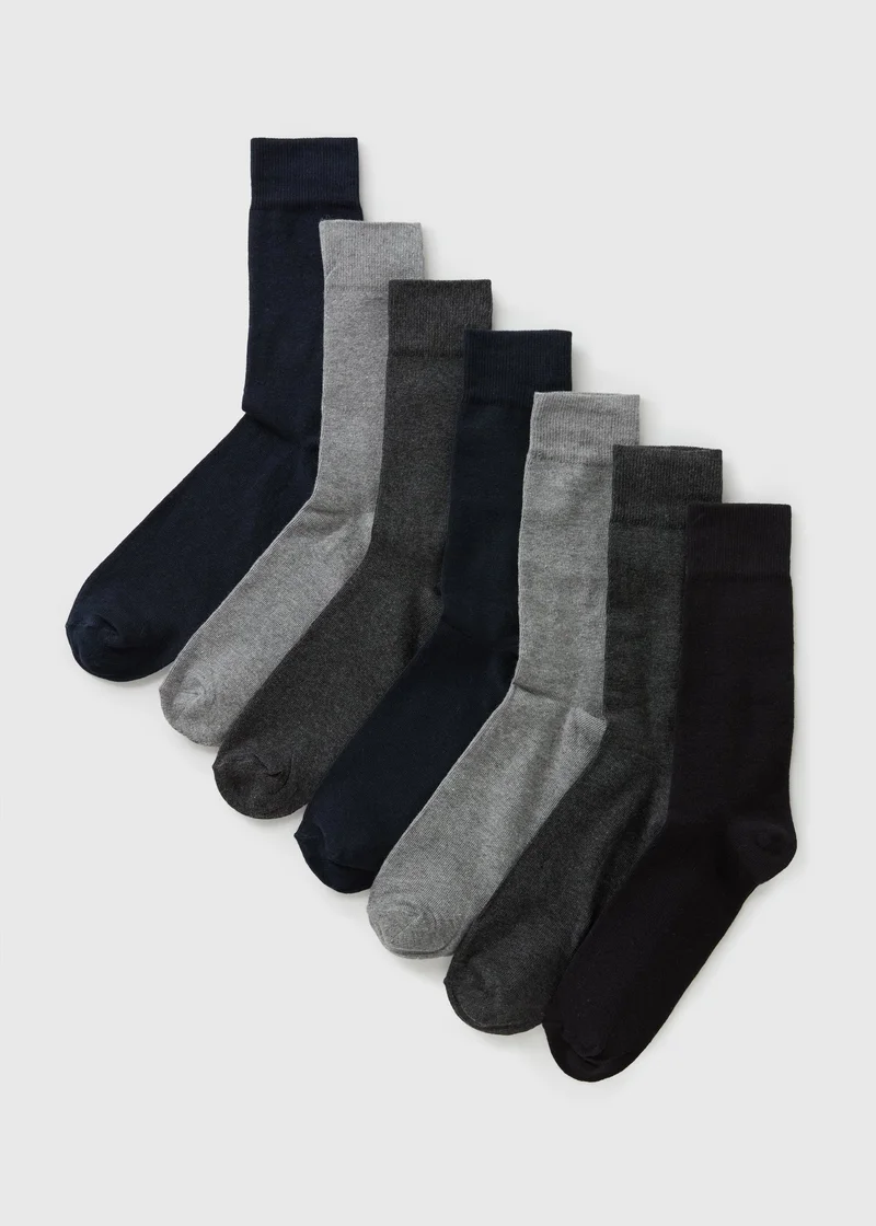 Matalan 7 Pack Grey Plain Socks
