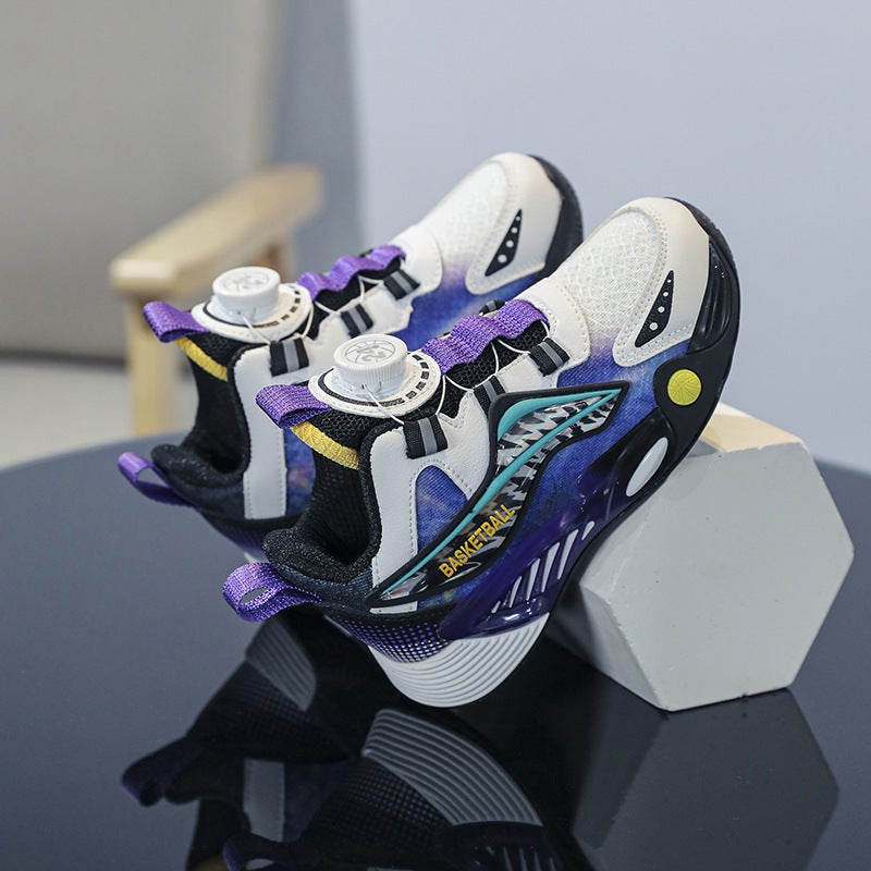 Children'S Basketball Shoes Lightweight Shock Absorbing Leather Waterproof Fleece-Lined Warm Middle And Big Boys Sports Casual Shoes - Image 5