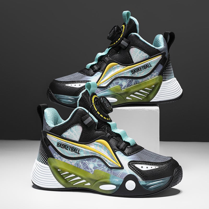 Children'S Basketball Shoes Lightweight Shock Absorbing Leather Waterproof Fleece-Lined Warm Middle And Big Boys Sports Casual Shoes - Image 4