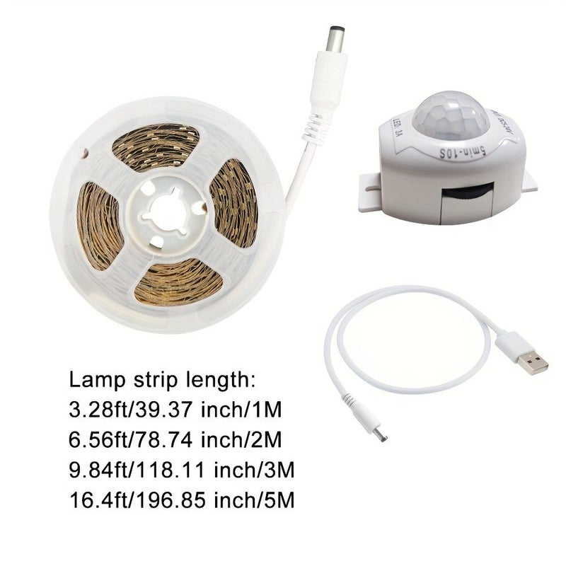LED Light Strip Motion Sensor DC5V 16.4Ft Warm White Flexible For Stairs Corridor Cabinet - Image 4