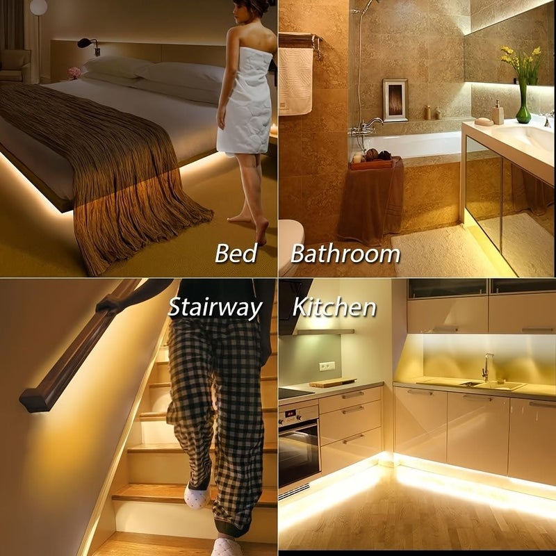 LED Light Strip Motion Sensor DC5V 16.4Ft Warm White Flexible For Stairs Corridor Cabinet - Image 5