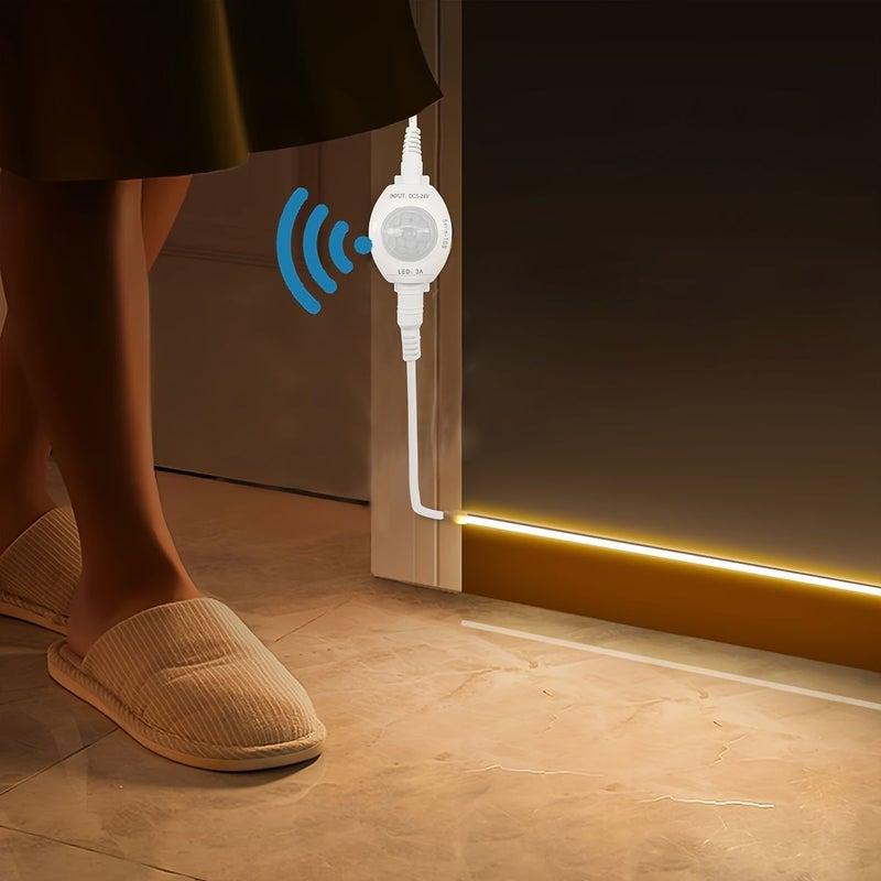 LED Light Strip Motion Sensor DC5V 16.4Ft Warm White Flexible For Stairs Corridor Cabinet - Image 1