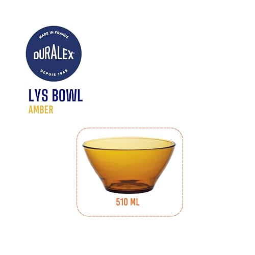 Duralex® LYS Amber Glass Mixing and Serving Bowl (510ml Set of 6 Piece Transparent Amber) - Image 5