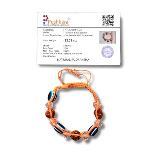 PUSHKARA Authentic 5 Mukhi Rudraksha Evil Eye Tie-up Band – 2.8 Inches Diameter | AAA Grade Unisex both for Men and Women - Image 4